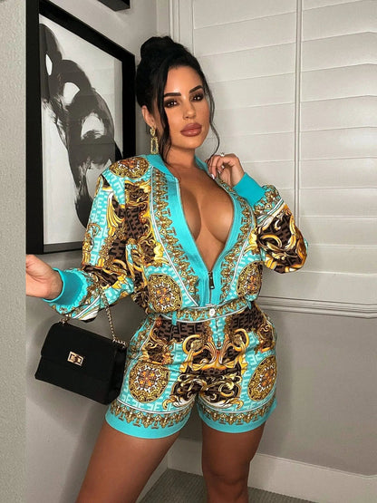 Crop Top Luxury 2 Piece Sets Women Fall Club Outfits Fashion Tracksuit Shorts 2022 Two Piece Set Top And Pants Sweatshirts SS69