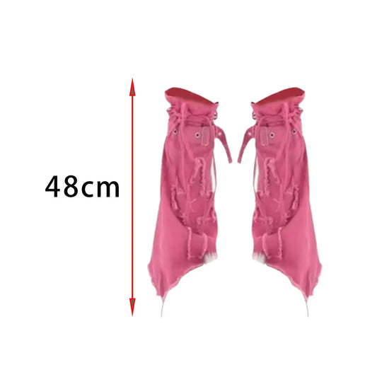 SS69 Y2K Grunge Thigh High Leg Warmers - Long Baggy Polyester Boot Cuffs