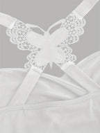 New European and American women's pleated suspenders butterfly lace cross vest in spring and summer of 2024 SS69