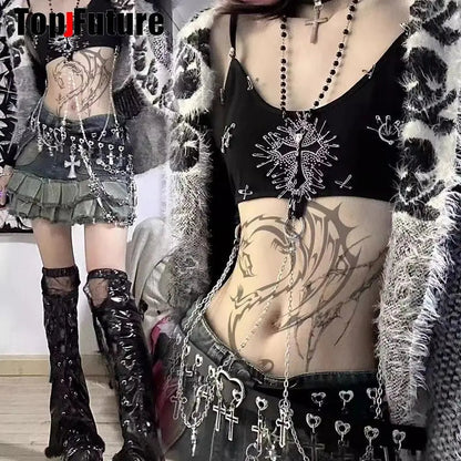 Women Girl HAND MAKE Gothic Lolita Punk Harajuku bling bling skull laziness belt waist belt  Lolita cosplay party belt gift SS69