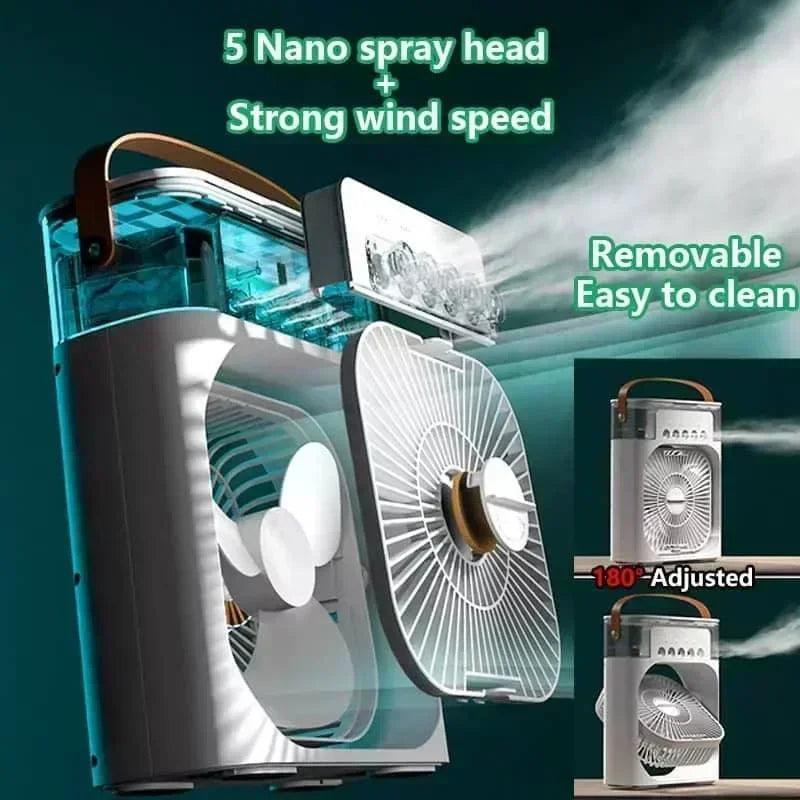 New 3 In 1 Fan AIr Conditioner Household Mini Air Cooler LED Night Light Portable Humidifier Air Adjustment Fan Office Home Fan SS69