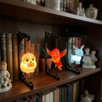 Novelty Hanging Animal Bookend Lamp Magic Owl Bird Metal Book End Stand With Glowing Hanging Ornament Light For Bookshelf Gift