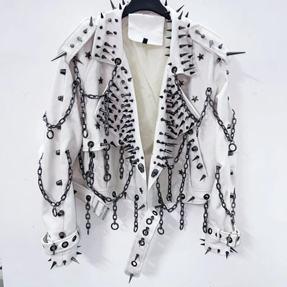 vintage Leather  y2k  Jacket Skull Jacket Punk Jacket  gothic Leather gothic clothes y2k fashion y2k clothes  harajuku Jacket SS69