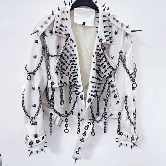 vintage Leather  y2k  Jacket Skull Jacket Punk Jacket  gothic Leather gothic clothes y2k fashion y2k clothes  harajuku Jacket SS69