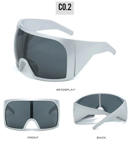 Oversized Punk Shield Sunglasses Women Men Big Frame 2024 Luxury Brand Steampunk Mask Sun Glasses For Ladies Sports Goggle UV400 SS69