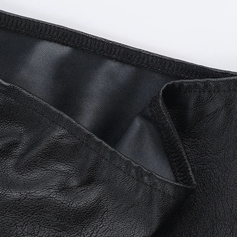 Punk Faux Leather Cropped Jacket with Rivets - Women's Streetwear