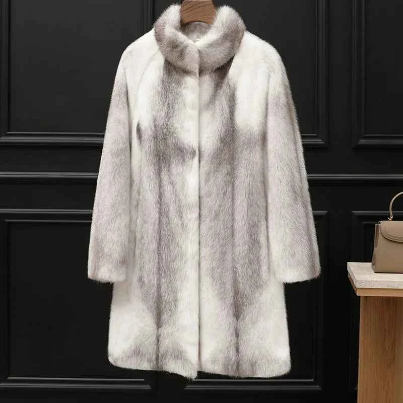 KMETRAM 100% Cross Mink Fur Jacket Woman Mid Length Real Fur Coat Winter Women Clothing Furry Jackets 2025 шуба женская