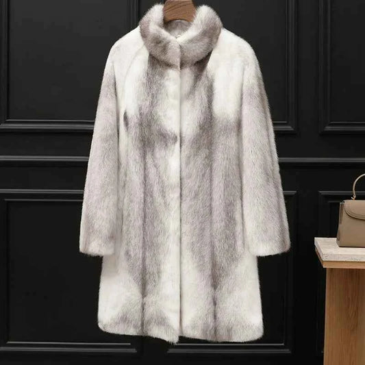 KMETRAM 100% Cross Mink Fur Jacket Woman Mid Length Real Fur Coat Winter Women Clothing Furry Jackets 2025 шуба женская