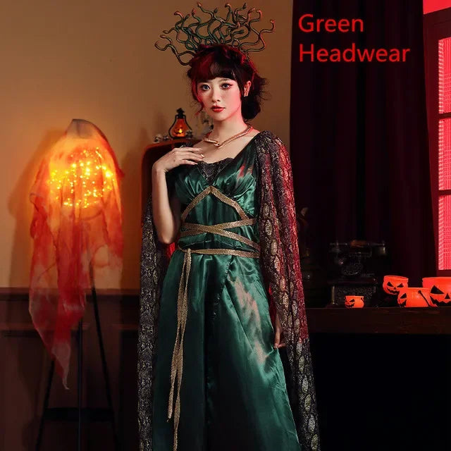 Medusa Snake Cosplay Costume for Women - Greek Myth Knit Dress Set