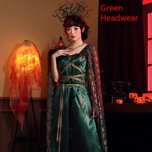 SS69 Medusa Snake Cosplay Costume for Women - Greek Myth Knit Dress Set