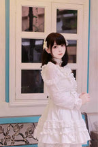 Japanese Liz Dresses Women Autumn New Girl's Sweet Cute Bud Mini Series Mass Production Angel Small Cake Dress Bow Lolita Dress