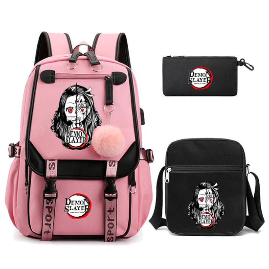 3Pcs Kamado Nezuko Demon Slayer Backpacks Set for Girls Anime School Bag Teenager Student Canvas Laptop Back Pack Women Rucksack SS69 52.69 4980739