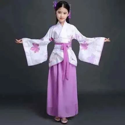 Costume Girls Children Kimono Traditional Vintage Ethnic Fan Students Chorus Dance Costume Japanese Yukata Kimono Style