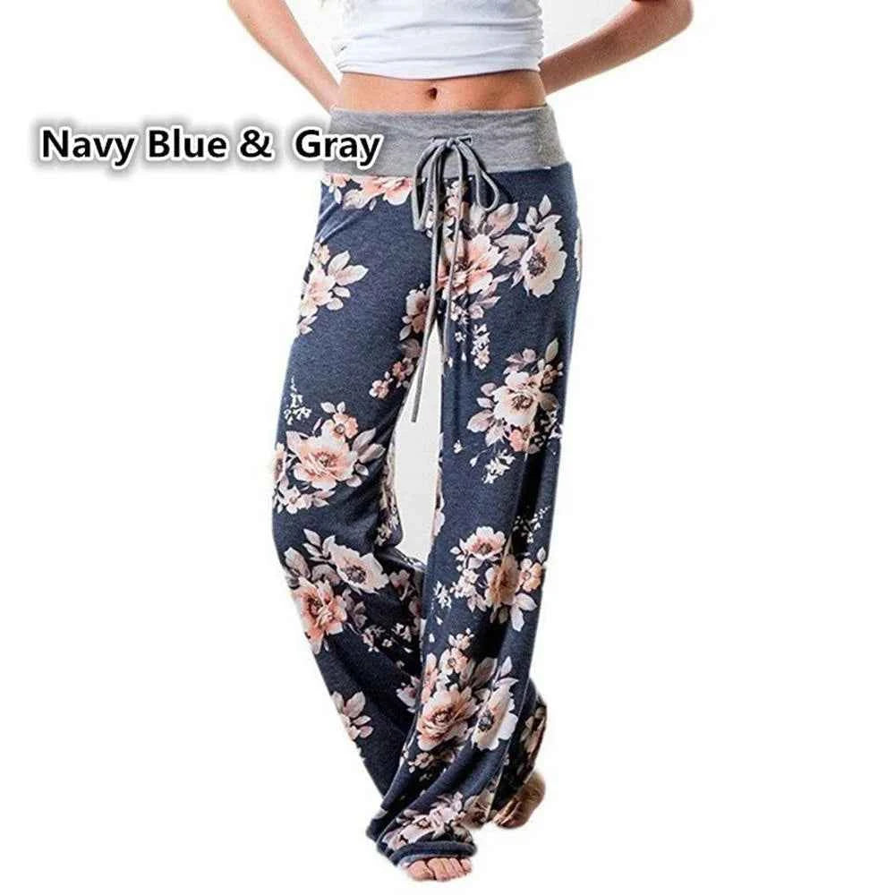 Plus Size Women S-8XL Fashion Casual Loose Stretch Printing Drawstring  Lounge Pants Pajama Long Wide Leg Pants