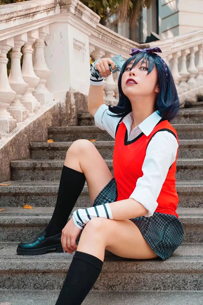 Anime Kakegurui Cosplay Costume Kirari Momobami Uniform Yumeko Sayaka Compulsive Gambler Japanese School Girl Pleated Skirt Suit SS69