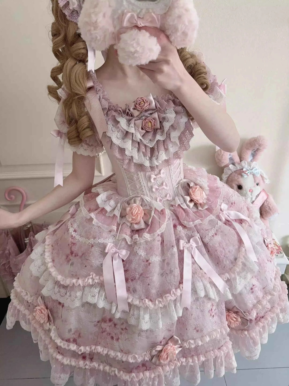 Original Heavy Birthday Party Lolita Puffy Dress Sweet Girls Back Big Bow Tail Vintage High-end Women's Elegant OP Dress