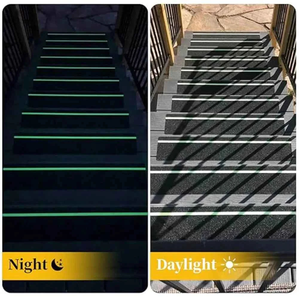 10pcs Non Slip Grip Tape with Glow in Dark Stripe High Friction Deck Grip Tape Strips Anti Skid Tape for Steps Outdoor Basement