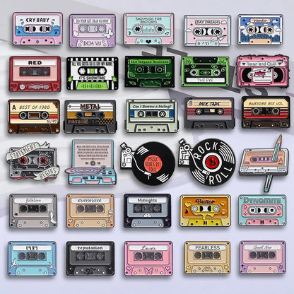QIHE JEWELRY Retro Music Cassette Tape Enamel Pin Zinc Alloy Lapel Badge