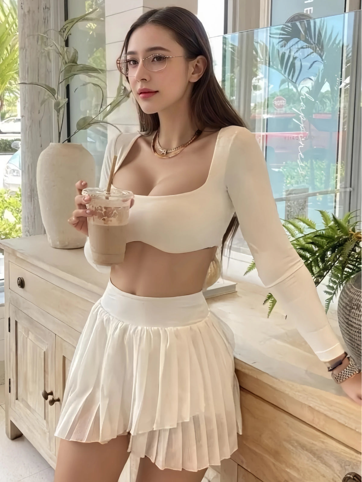 Long Sleeve Yoga Shirts Sexy Sports Top Tight Gym Clothes Woman Fitness Crop Top with Chest Pad Workout Yoga Top Athleisure - SS69