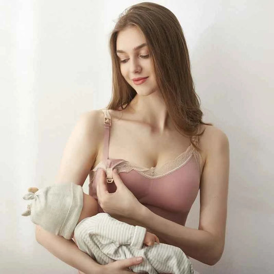 Wireless Front Open Nursing Bra Soft Lace Breathable Seamless Maternity Breastfeeding Bras Maternal Support For Pregnant Women