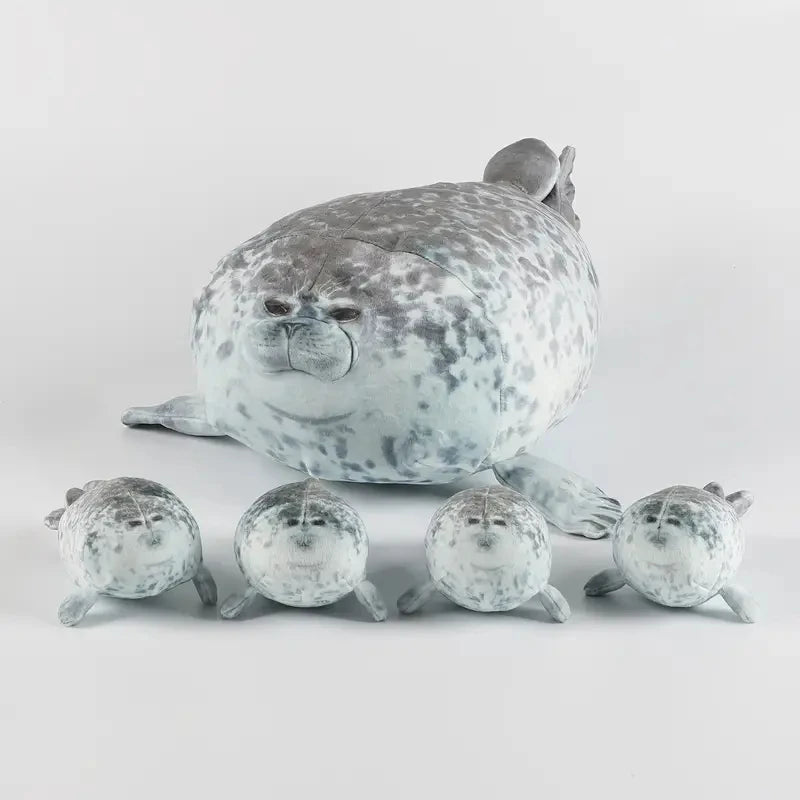 40cm Mother and son Seal five-piece plush toy Seal zipper toy for boys and girls Christmas Halloween gifts