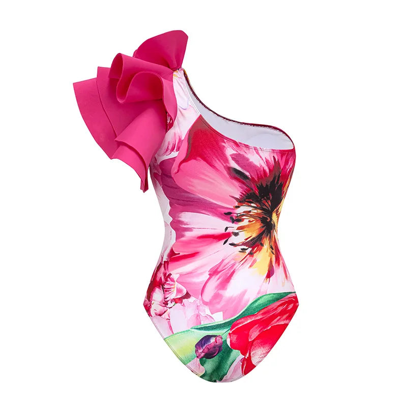 2023 New Arrival Push Up Women Bikini Set Floral Printed Ruffle Bikinis Strappy Bandage Swimwear Brazilian Biquini Bathing Suit SS69