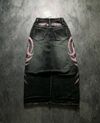 Denim Pant Women Jeans Wide Leg Long Pants Hole High Waist Straight Trousers Y2k Streetwear Print Mom Jeans Casual Loose 2025