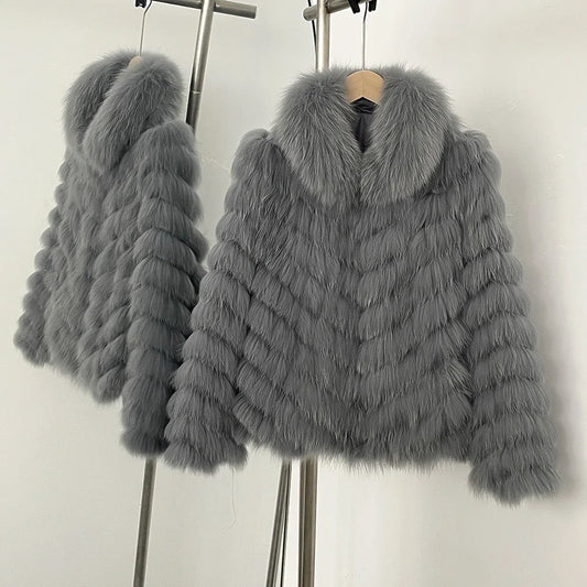 OFTBUY Natural Fox Fur Jacket Luxury Style Streetwear Lady New Winter Clothing Women Fashion Warm Thick Real Fur Coat Female