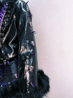 Gothic Rivet Faux Leather Jacket - Short Distressed Style