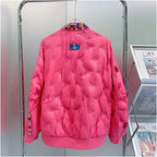 Winter Ruffles Mesh Stitching Rainbow Diamonds Parkas Jacket Gauze Pleated Gemstones Cotton-padded Coat Zippers Crystal Outwear SS69