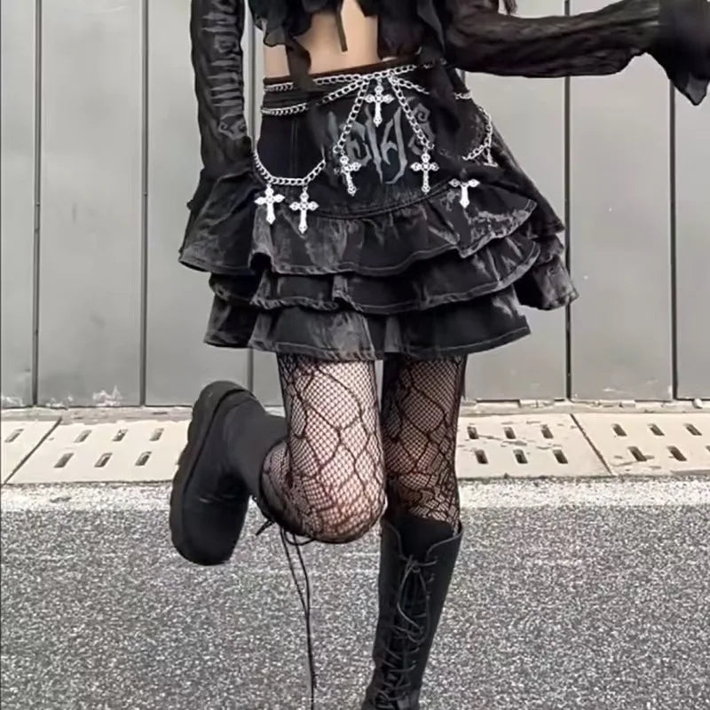 SS69 Women's Cross Waist Chain, Adjustable Metal Body Jewelry for Punk Style