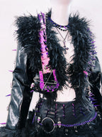 Gothic Rivet Faux Leather Jacket - Short Distressed Style