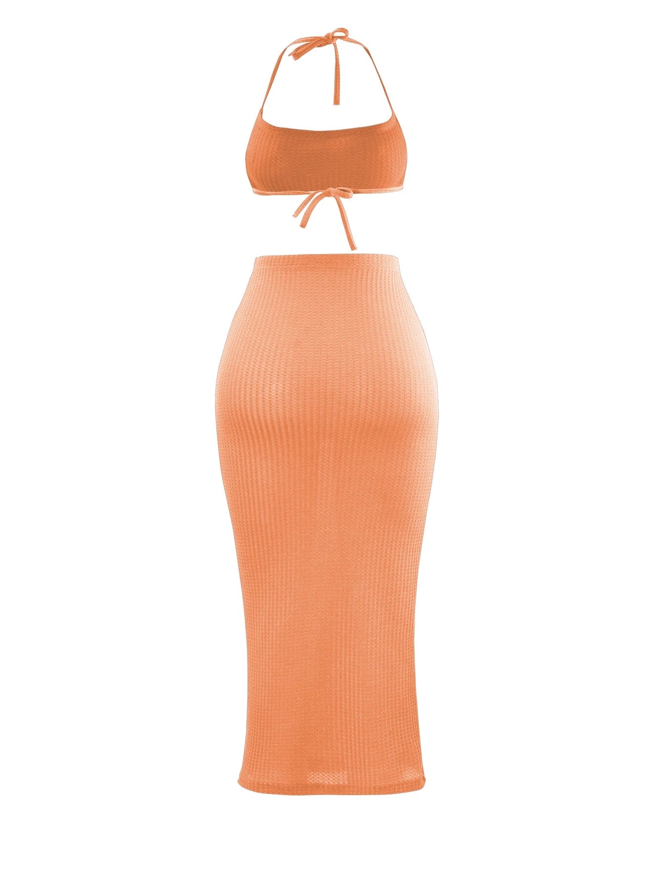 Women Long Skirt 2 Pcs Sets Sexy Strapless Tube Top Bodycon Maxi Skirts Y2k Two Piece Outfit Summer Clothing Beach Wear SS69