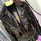 Women's Y2K Goth PU Leather Jacket with Spikes