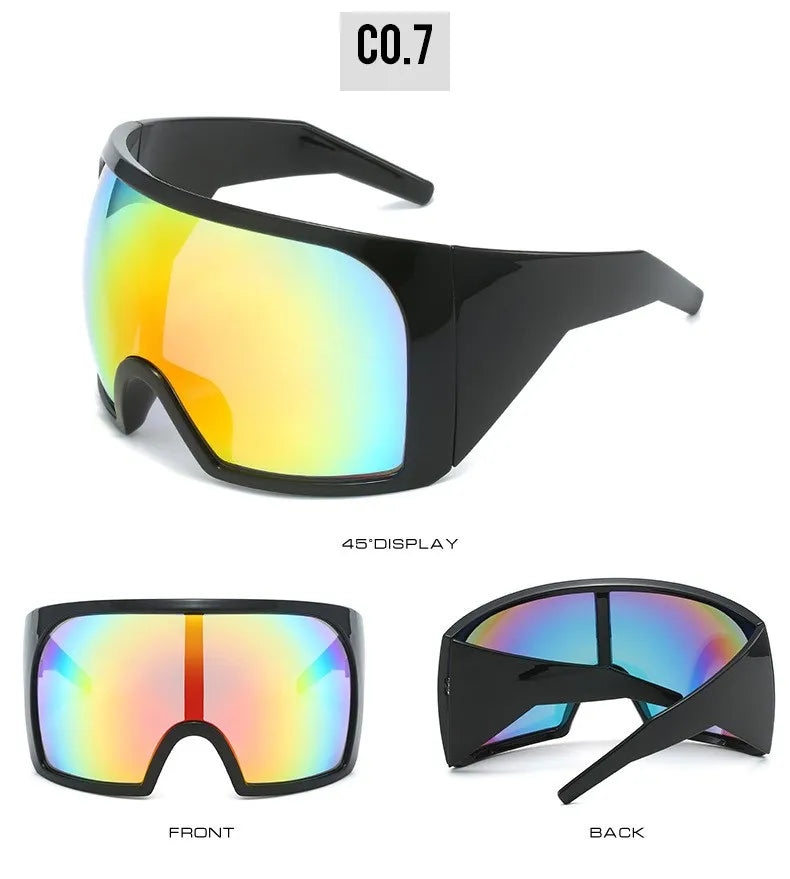 Oversized Punk Shield Sunglasses Women Men Big Frame 2024 Luxury Brand Steampunk Mask Sun Glasses For Ladies Sports Goggle UV400 SS69