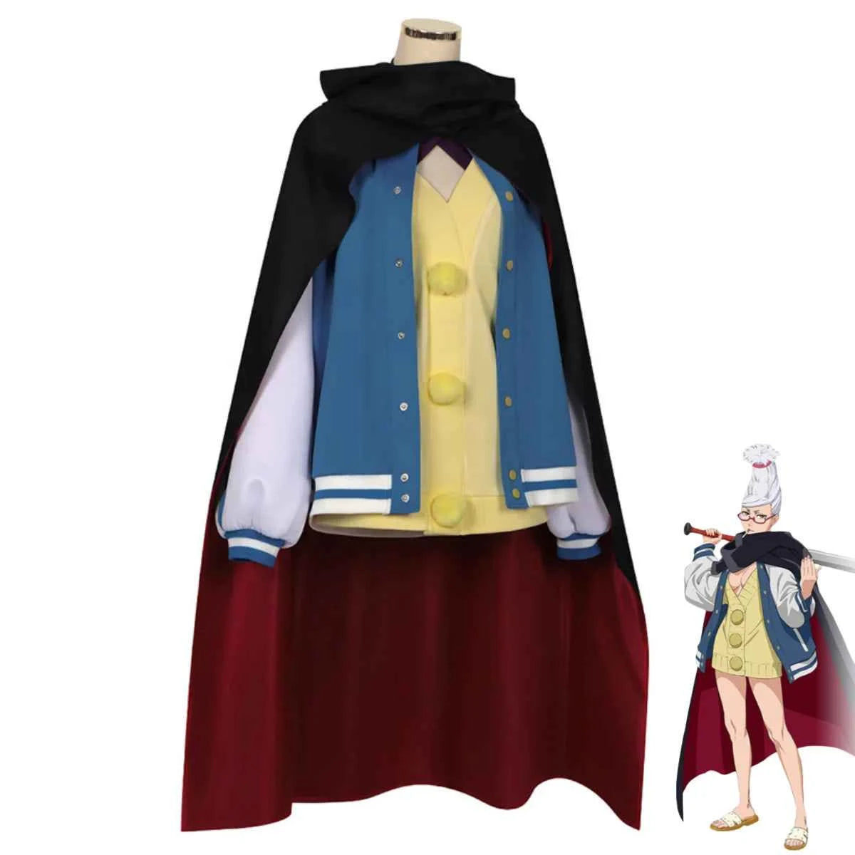 Anime Dan Da Ken Seiko Ayase Cosplay Costume Dandadan Blue Baseball Uniform Coat Black Cloak Skirt Wig Woman Sexy Carnival Suit