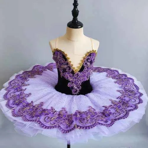 Children's Professional Ballet Dance Dress Girls' Little Swan Tutu Skirt Purple Performance New Year's Day Performance Agency