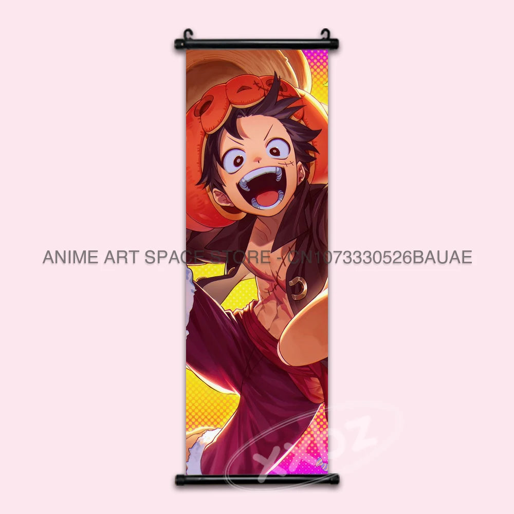 ONE PIECE Hanging Painting Japanese Anime Home Decor Wall Art Luffy Scrolls Pictures Passion Straw Hat Pirates Warm Blood Comics SS69 17.69 hzw26-14 / CHINA / 25x75cm(10x30inch)
