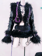 Gothic Rivet Faux Leather Jacket - Short Distressed Style