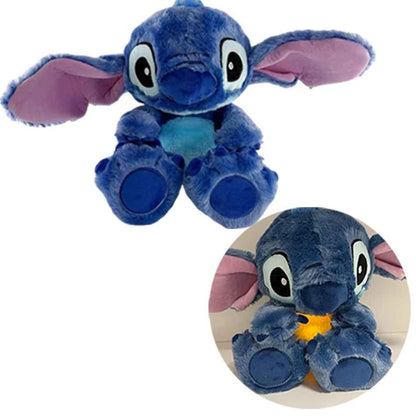 2025 hot Disney Lilo&Stitch Plush Doll Breath Child Peluche Soothes Toy Anime Baby Music Light Sleep Toys Pink Stitch Kid Gifts