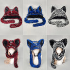 Dark Series Gothic Plush Hat Y2K Cross Metal Style Headwear Cosplay Cat Ear Hat Halloween Punk Rock Warm Cap for Women Men Child