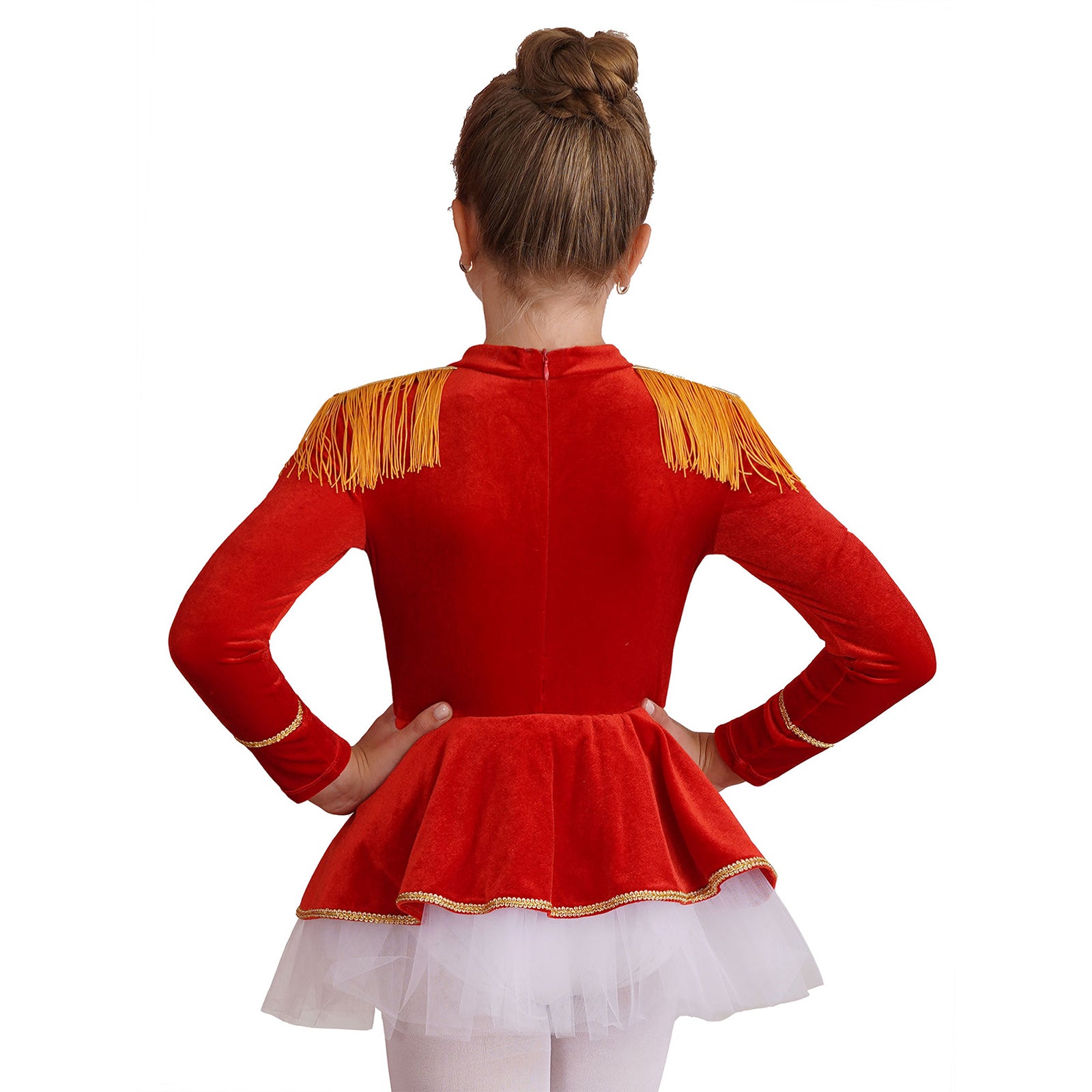 Inlzdz Women's Sequin Tassel Ringmaster Leotard Dress