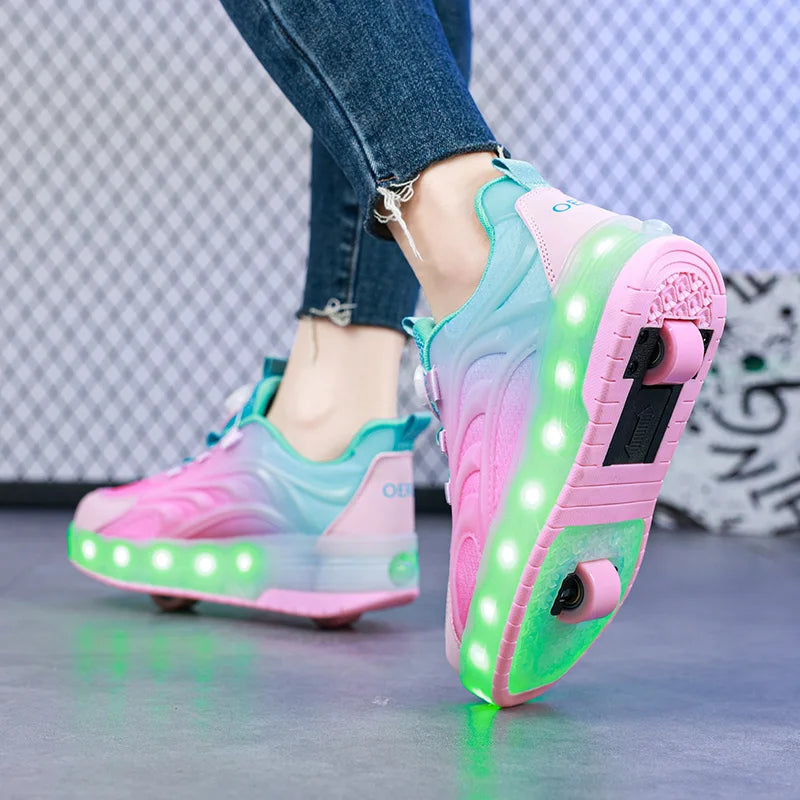 Children's LED Roller Skate Shoes with Two Wheels
