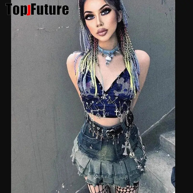 Women Girl HAND MAKE Gothic Lolita Punk Harajuku bling bling skull laziness belt waist belt  Lolita cosplay party belt gift SS69