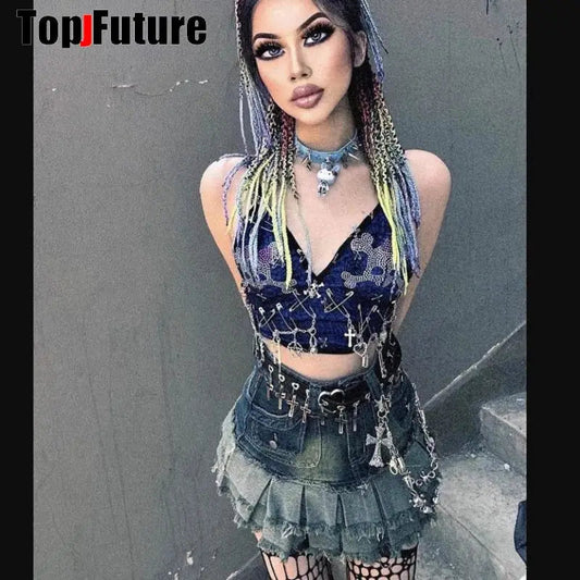 Women Girl HAND MAKE Gothic Lolita Punk Harajuku bling bling skull laziness belt waist belt  Lolita cosplay party belt gift SS69