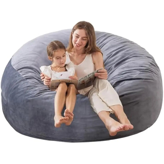 5 Large Memory Foam Filled Bean Bag Chairs for W/Filling,Ultra Soft Dutch Velvet Cover,Round Fluffy Lazy Sofa for Living Room