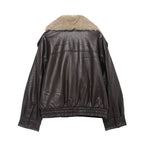 TFMLN Women's Faux Leather Jacket with Detachable Fur Collar