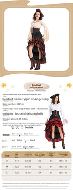 Medieval - Style Pirate Queen Outfit for Halloween: Irregular Corset, Ruffled Long Dress, Perfect for Navigator Cosplay 2026