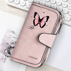 ZeAiLi Long PU Leather Clutch Wallet with Animal Paw & Butterfly Print