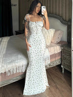 Hugcitar Women Elegant Floral Beach Vacation Bodycon Streetwear Long Dress 2026 Summer Clothes Wholesale Items For Business